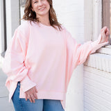 Solid French Terry Oversized Sweatshirt – Blush