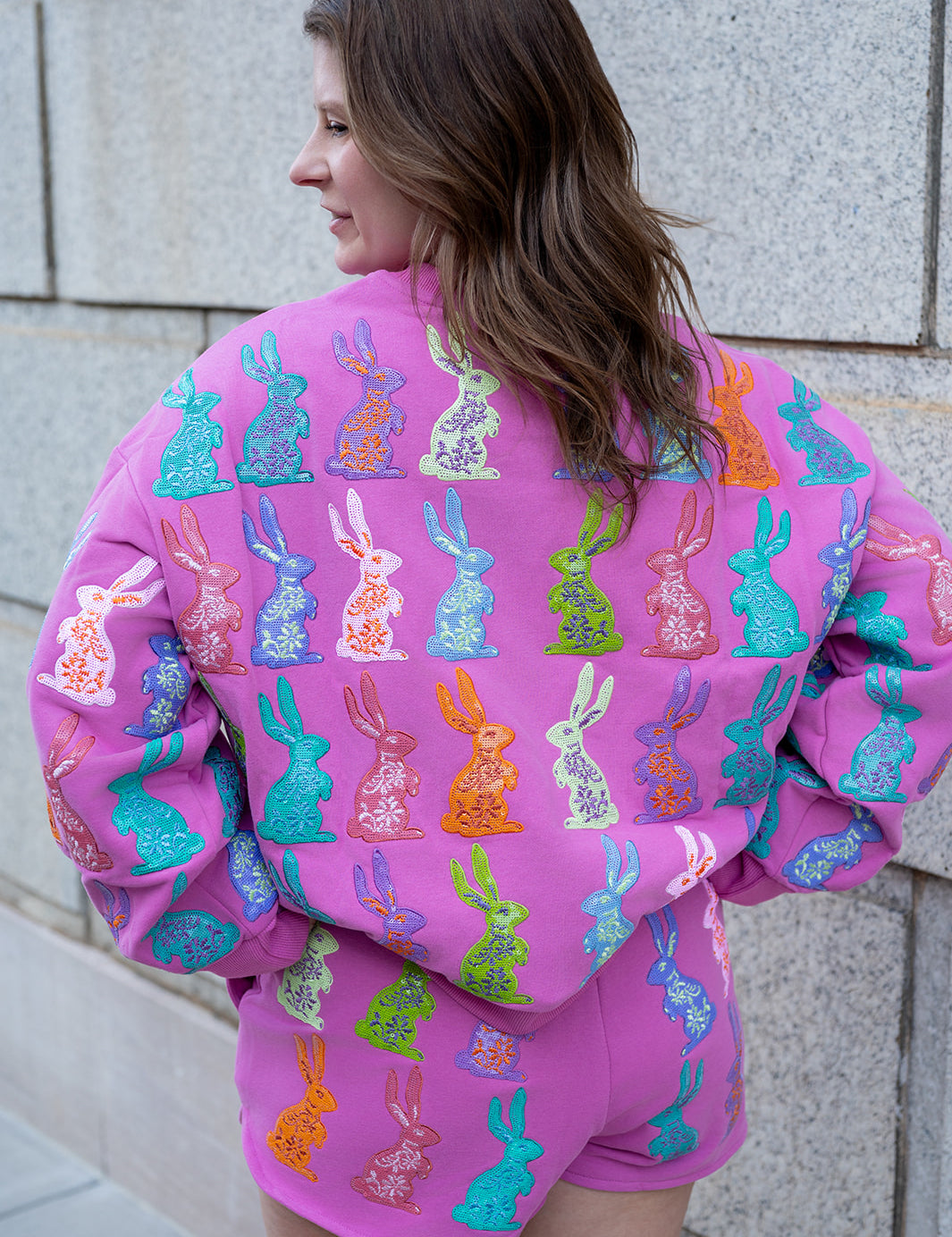 Purple Multi Easter Bunny Sweatshirt - Queen of Sparkles