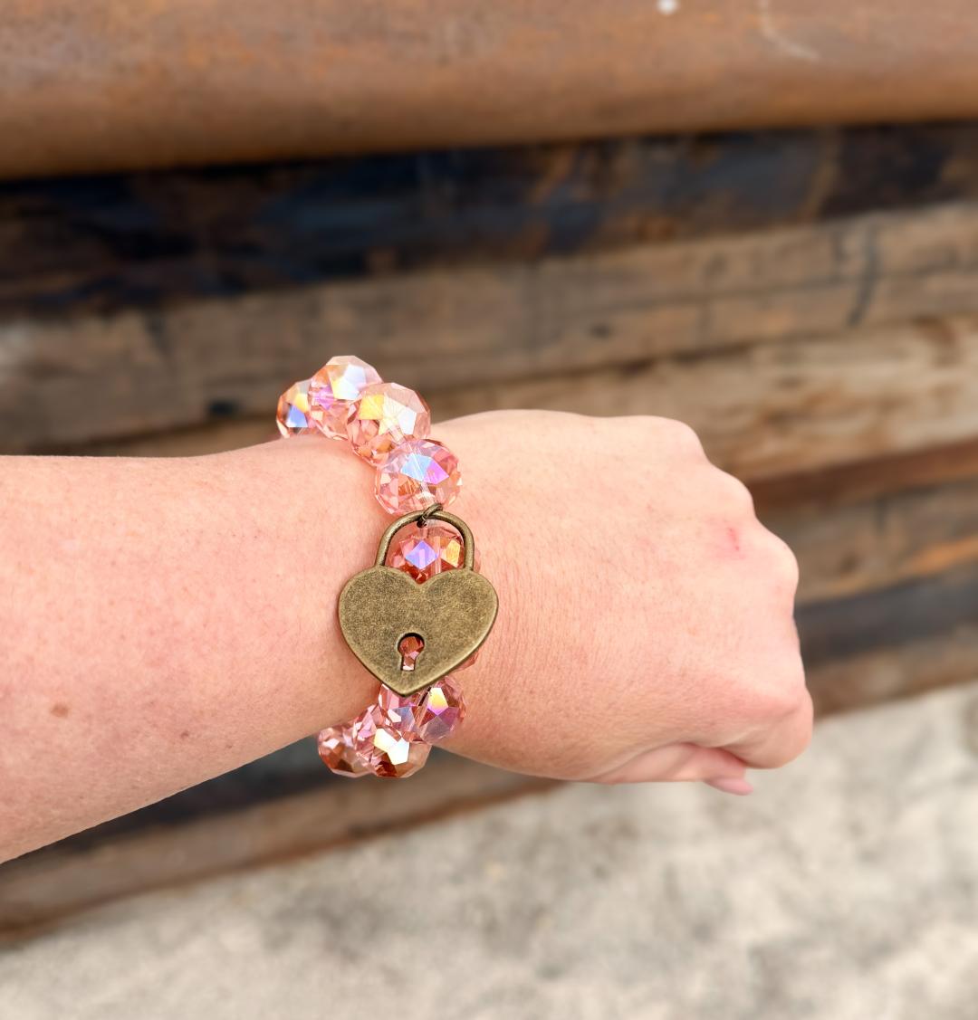 Pink Crystal Chunky Locket Bracelet
