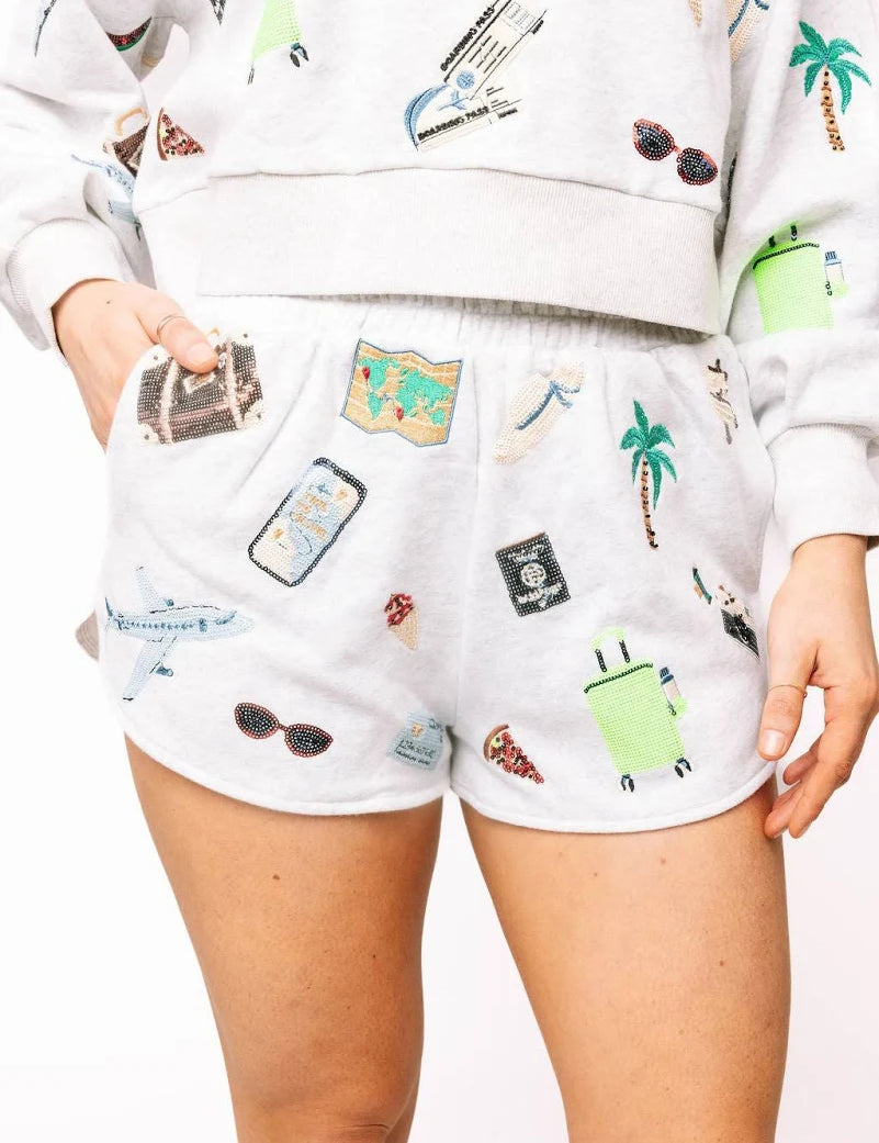 Queen of Sparkles Multi Travel Icon Lounge Shorts