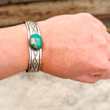 One-Stone Turquoise Bracelet with Stamping