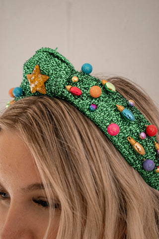 Tinsel Christmas Tree Headband - Adult Size