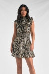 Madelyn Ruffle Sleeve Mini Dress Gold