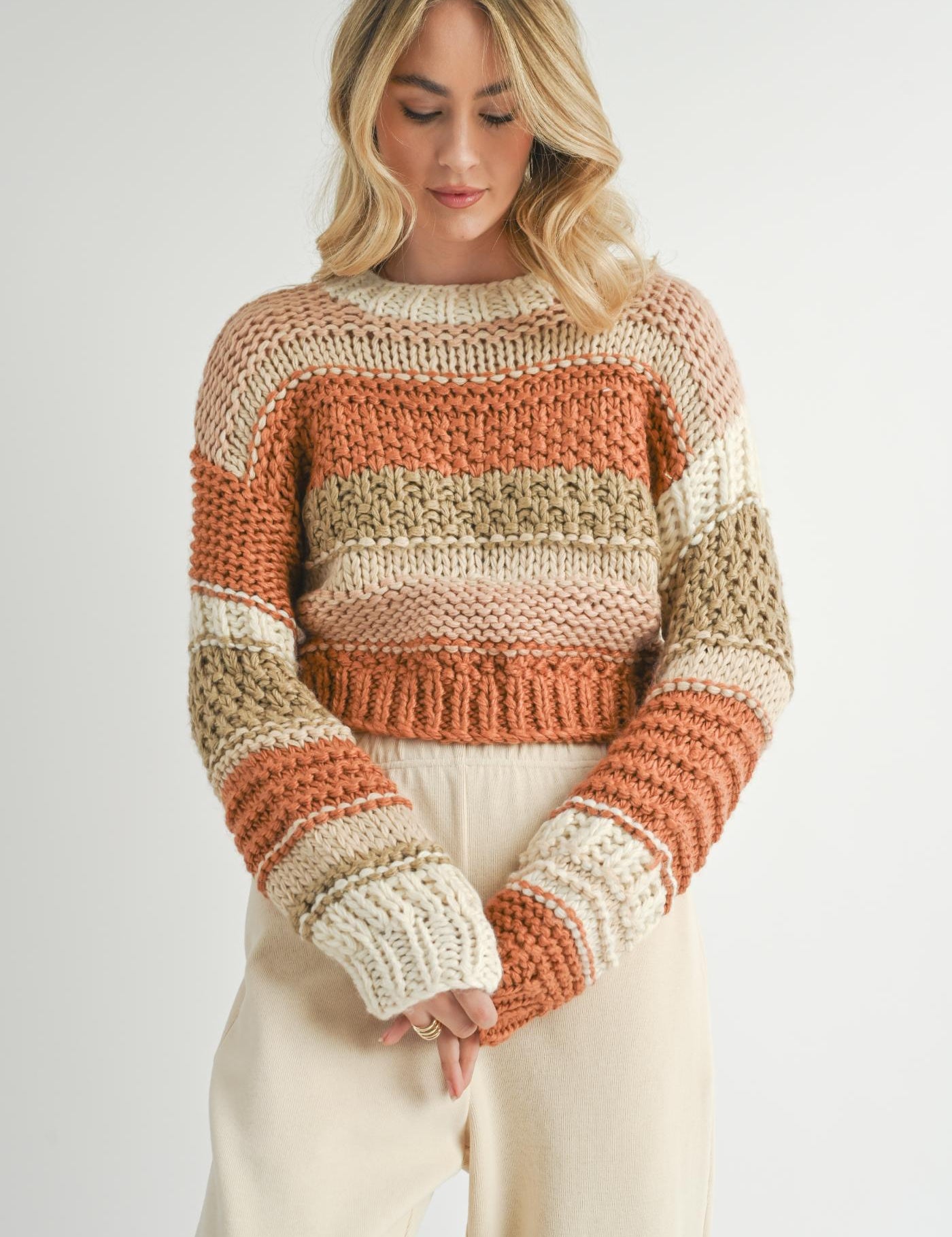 Butter Pecan Chunky Sweater - Brick Multi