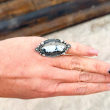 Large One-Stone White Buffalo Ring – Adjustable