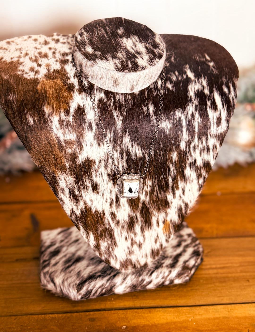 Square White Buffalo Necklace