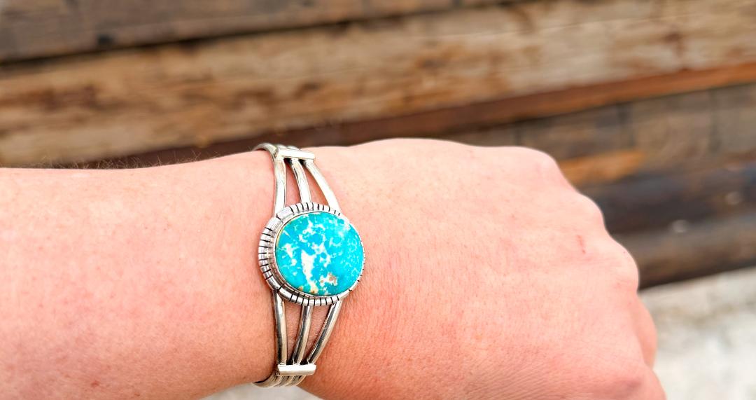 One-Stone White Water Turquoise Cuff