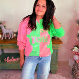 Licensed Green & Pink Colorblock Character Profile Wicked Sweatshirt – Multi | Queen of Sparkles