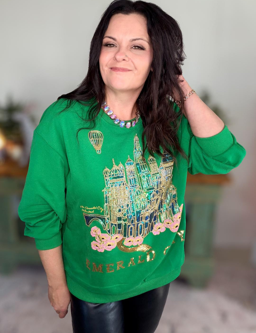 Licensed Emerald City Sweatshirt – Green | Queen of Sparkles