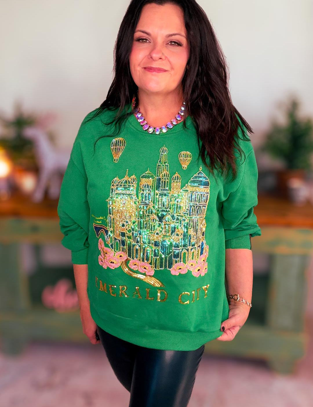Licensed Emerald City Sweatshirt – Green | Queen of Sparkles