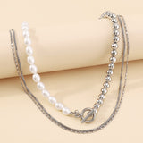 Pearl and Silver Beads Multi-Strand Necklace