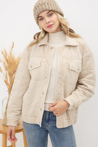 Take On The Cold Taupe Quilted Jacket