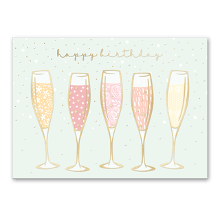 Champage Glasses Happy Birthday Greeting Card