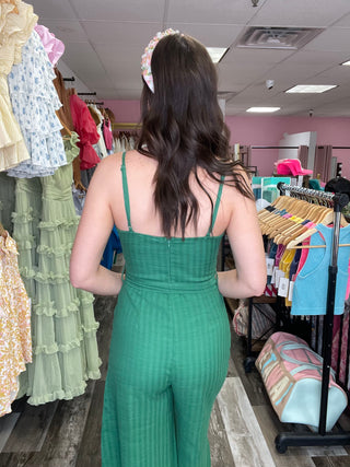 Last Friday Night Green Button Front Jumpsuit