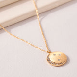 Crescent Moon Rhinestone Pendant Necklace