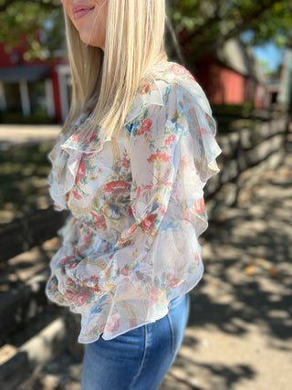Know You Best Floral Ruffle Top