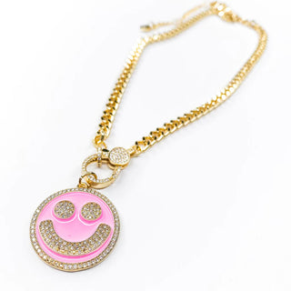 Pink Pave Smile Necklace