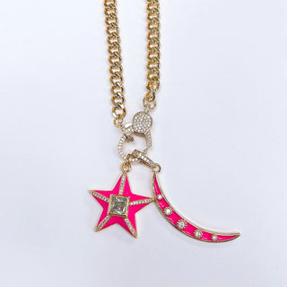 Pink Star Moon Necklace