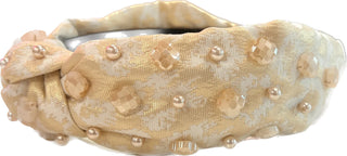 Champagne Metallic Headband with Iridescent Quatrefoils
