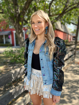 Denim & Rhinestones Boot Earrings