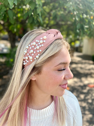 Blush Knotted Pearl Headband