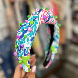 Bright Watercolor Headband With Rainbow Beads