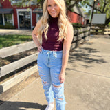 Never Doubt It Ribbed Turtle Neck Cassis Crop Top