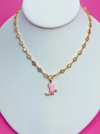 Pink Boot Necklace