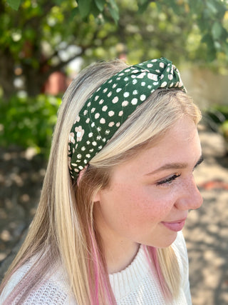 Green Knotted Floral Headband
