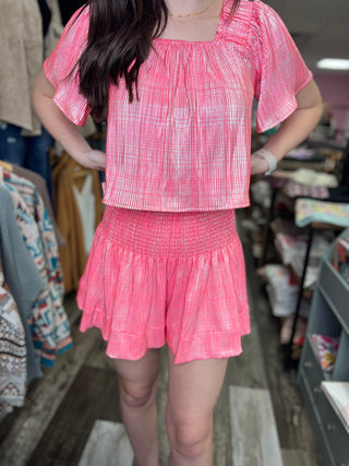 Queen of Sparkles Neon Pink/Silver Swing Shorts