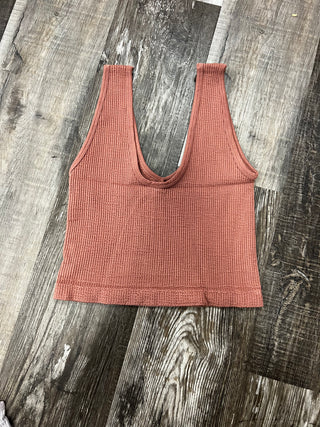 Keep You Around Chestnut V-Neck Crop Tank Top