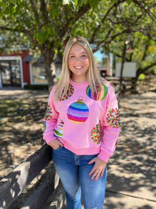 Mega Ornaments Sweatshirt Pink Queen of Sparkles