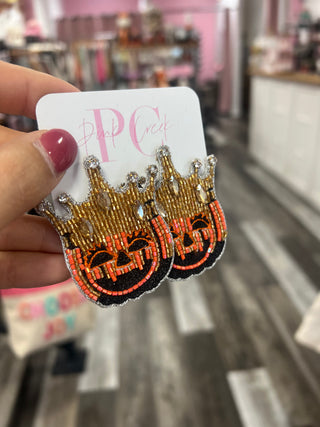 Queen of Halloween Pumpkin Earrings