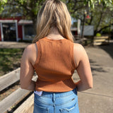 Change My Mind Knit Sweater Camel Crop Top