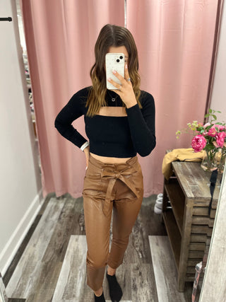 Talk To The Hand Faux Leather Ruffle Pants