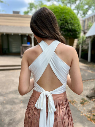 Wishful Heart Halter White Top With Back Tie