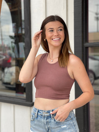 Can You Stay Dusty Plum Reversible Twist Crop Brami