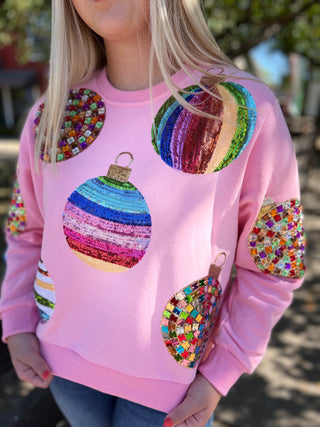 Mega Ornaments Sweatshirt Pink Queen of Sparkles