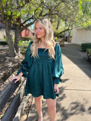 Leaving Late Hunter Green Dress