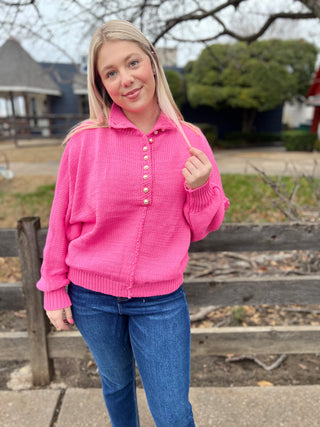 How Do You Do Pink Mock Neck Pullover