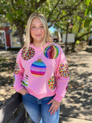Mega Ornaments Sweatshirt Pink Queen of Sparkles