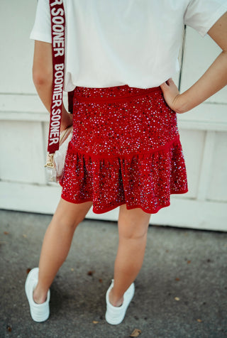 Queen of Sparkles Crimson Rhinestone Skirt