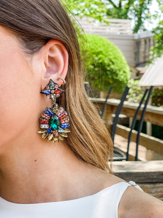Multi Color Beaded Dangle Earrings