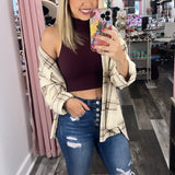 Never Doubt It Ribbed Turtle Neck Cassis Crop Top
