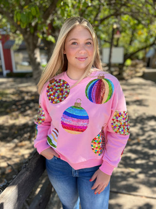Mega Ornaments Sweatshirt Pink Queen of Sparkles