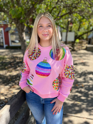 Mega Ornaments Sweatshirt Pink Queen of Sparkles