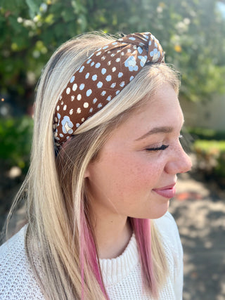 Brown Knotted Floral Headband
