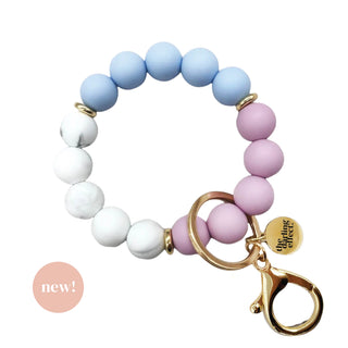 Hands-Free Silicone Beaded Keychain Wristlet - Periwinkle Skies