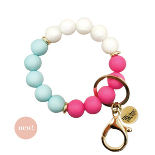 Hands-Free Silicone Beaded Keychain Wristlet - Pretty in Pearl
