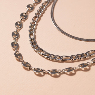 Layered Silver Bold Chain Necklace
